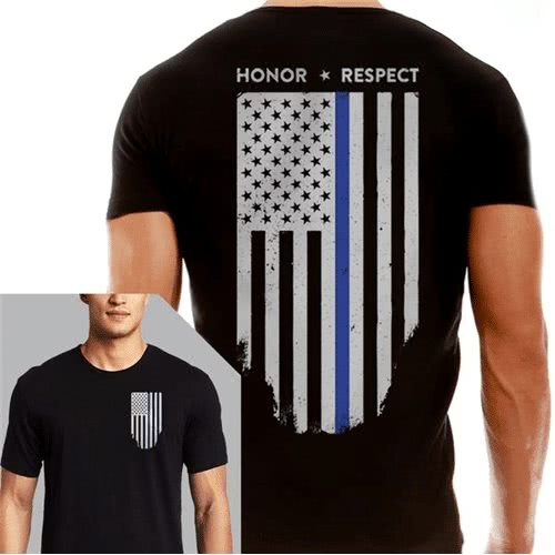 Thin Blue Line Men's T-Shirt - Thin Blue Line Flag